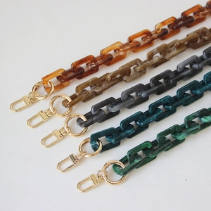 Vintage Resin Leopard Print Bag Strap Replacement Acrylic Chain For Handbags Marble Texture Shoulder Strap Accessory