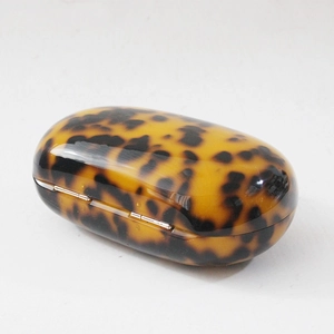 Chic round leopard print acrylic evening clutch bag with glossy tortoiseshell finish for women
