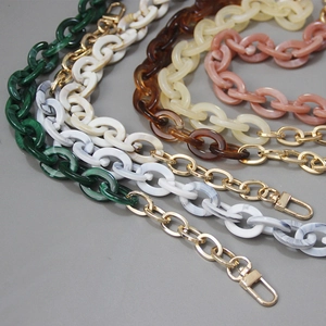 Acrylic resin purse chains with gold lobster clasps in marble and amber colors