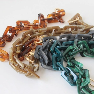 Vintage acrylic resin thick chain shoulder strap with tortoiseshell marble texture patterns