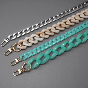 Fashion Women Bag Accessories Acrylic Resin Chain Replacement Strap Metal Cuban Link Crossbody Handbag Decorative Shoulder Bag Strap
