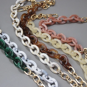 Chic multi-color acrylic resin chain straps with gold lobster clasps for handbags