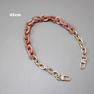 Detailed 45cm replacement chain with pink acrylic rings and gold metal lobster clasps