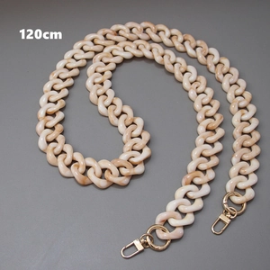 Detailed 120cm marble resin bag strap chain with golden lobster clasps for handbags