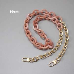 90cm pink brown acrylic and gold metal chain strap replacement for shoulder bags