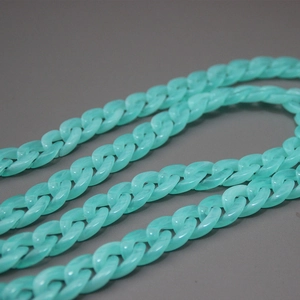 Fashionable tiffany blue resin chain strap for women handbags with marble texture