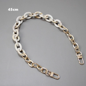 Detail of 45cm white marble resin and gold metal chain strap with lobster clasps