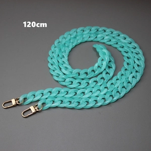 Detailed 120cm mint green resin chain strap with golden lobster clasps for handbags