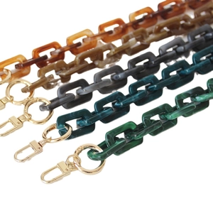 Vintage acrylic chain strap in amber and marble patterns with gold lobster clasps