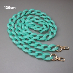 Detail view of 120cm mint green resin chain strap with gold lobster clasps for handbags