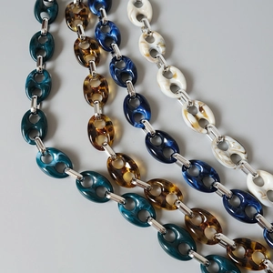 Leopard print resin chain straps in coffee bean style for bag decoration and styling