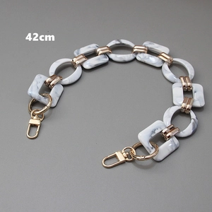 Detailed 42cm white marble acrylic bag chain with light gold alloy lobster clasps