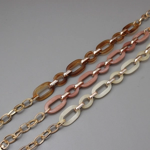 Vintage Acrylic Resin Bag Strap Chain Handbag Replacement Handle Gold Alloy Metal Jewelry Decoration Women Bag Accessory
