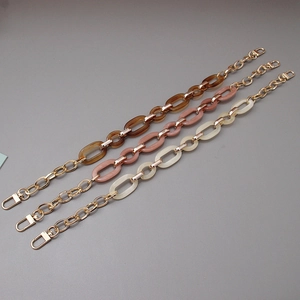 Elegant vintage resin and acrylic chain straps with gold metal lobster clasps for handbags