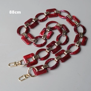 88cm vintage burgundy acrylic resin handbag chain with polished gold lobster clasps