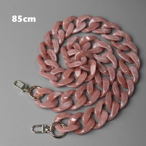 Detailed view of 85cm pink marble acrylic resin chain strap with gold lobster clasps