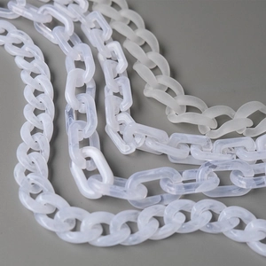 Minimalist white acrylic and resin chain straps for women handbags shown in a flat lay view