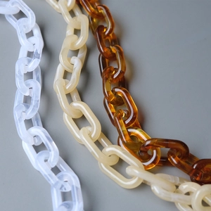 Vintage acrylic resin chain straps in marble white, cream yellow, and amber tortoiseshell