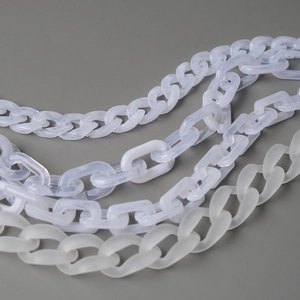 Clear acrylic resin chain straps with marble white and frosted finish for handbags