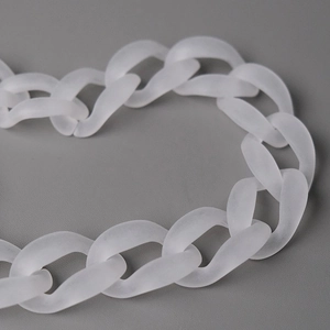 Detail of white matte acrylic resin chain link strap for handbag accessories and DIY handles