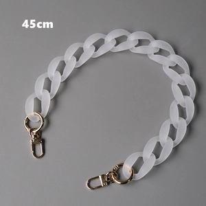 45cm chunky frosted white acrylic chain strap with gold lobster clasps for handbags