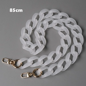 Detailed 85cm frosted white acrylic resin chain with polished gold metal lobster clasps