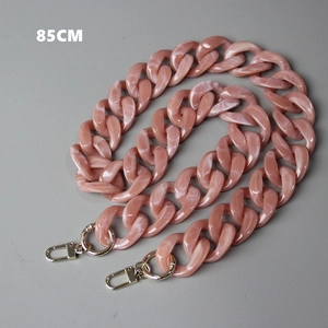 85cm dusty pink resin bag strap with marble texture and gold metal spring clasps