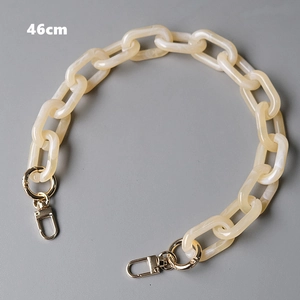 Detail of 46cm beige amber resin chain with gold spring buckles for handbags