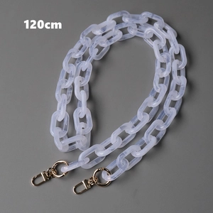 Detailed view of 120cm marble white acrylic chain with polished gold metal lobster clasps