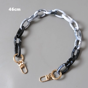 46cm marble resin chain strap with black white links and golden lobster clasps