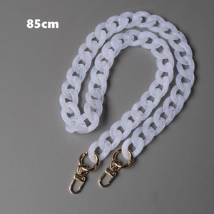 85cm white marble acrylic resin bag strap with chunky chain links and gold clasps