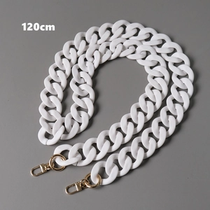 Detailed view of 120cm white resin chunky chain strap with gold lobster clasps