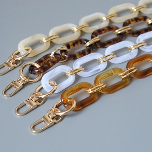 Fashion acrylic resin bag chains with gold metal hooks in various elegant colors
