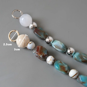 Detail of vintage acrylic bead chain with marble resin and 3cm ink-texture beads