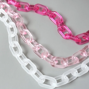 Acrylic thick candy colored bag chains in rose red, light pink and frosted white