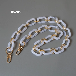 85cm white marble acrylic and gold metal chain strap with lobster clasps for handbags