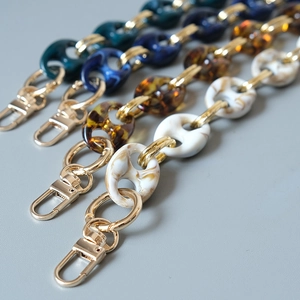 Retro resin chunky purse chain straps with gold clasp and pig nose design in mixed colors