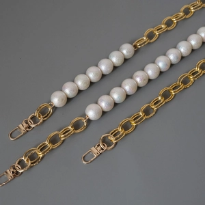 Elegant Fashion Artificial Pearl Metal Mixed Bag Strap Replacement Shoulder Strap Handle DIY Accessory For Women Handbag Decoration