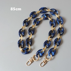 Detail of 85cm navy blue marble acrylic resin chain strap with gold lobster clasps