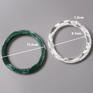 Retro contrast resin round bangle set with green and white marble texture 11.5cm diameter