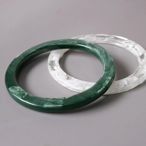Retro 11.5cm resin circle handles with dark green and white marble pattern for DIY bags