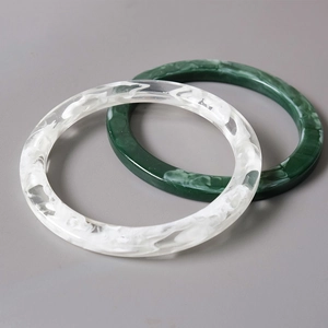 Retro 11.5cm resin acrylic handles with marble pattern for DIY craft handbags