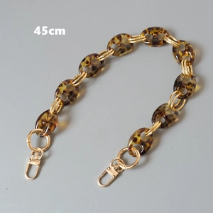Retro 45cm amber resin pig nose chain strap with gold rings and lobster clasps