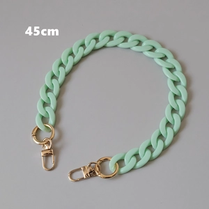 Detail view of 45cm mint green acrylic fishbone chain with gold metal spring buckles