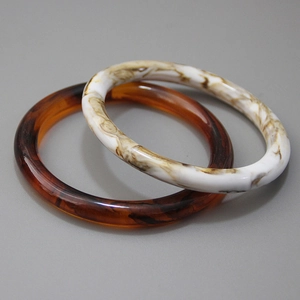 Polished 10cm resin round handles in amber and marble white patterns for DIY handbags