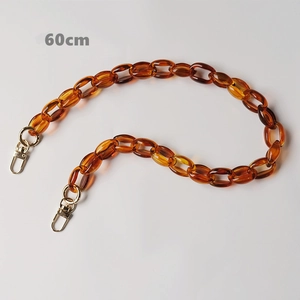 Detailed 60cm amber tortoise resin bag strap with gold metal swivel lobster clasps
