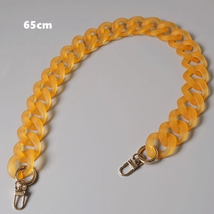 Close-up of 65cm orange frosted acrylic resin bag chain with gold metal clasps