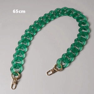 Detail of 65cm candy green acrylic bag chain with gold lobster clasps and frosted links