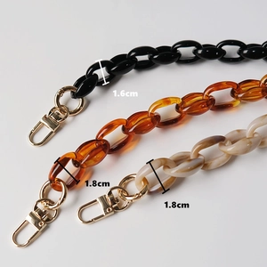 Acrylic resin thick chain shoulder straps for bags in black, amber, and marble finishes