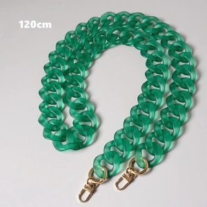 Detail of 120cm frosted green acrylic resin handbag chain with gold lobster clasps